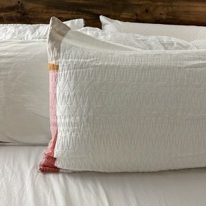West Elm King Pillow Sham (1) White with Prism Stripe 36x20 inches